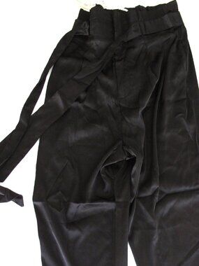 SHE+SKY Women PANTS trouser color Black size SMALL lightweight fabric SATIN feel